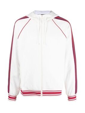Gucci GG White Stripe Logo Embossed All-Over. Hoodie Jacket. Like New, Size M